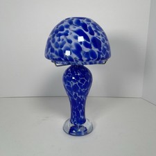 Royal Limited Crystal Vintage Hand-Blown Glass Cobalt Blue Mushroom Fairy Lamp picture