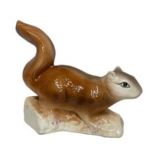 VTG Squirrel on Log Figurine MCM Anthropomorphic Ceramic 1960 Airbrush Kitschy picture