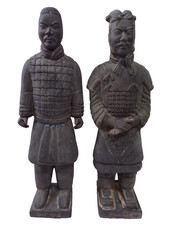 1982 A & C TRADE 2 REPLICA CHINESE TERRACOTTA ARMY GENERAL WARRIOR OLD FIGURINES picture