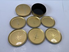 Asian Vintage Otagiri Gold Lacquerware 6 Coasters in Case Collectible Decor picture