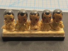 F-151 Floral Quintuplets Karoff  Vintage Antique Lady Painted Perfume Bottles picture