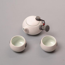 3Pcs/Set Chinese Ceramic Gongfu Tea Side Handle Teapot Travel Tea Set Teacups picture