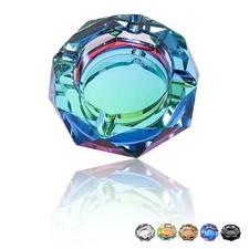 Coomin 4.6in Ash Tray, Heavy K9 Sparkly Crystal Glass Ashtray, Green picture