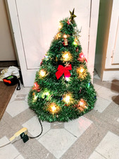 Metal Aluminum Christmas Tree-Vintage Hanger Tinsel Garland Light UP Blow Mold picture