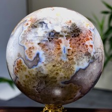 427G Natural black Sakura Flower Agate QUARTZ Sphere Crystal Ball Reiki Healing picture