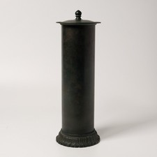 Japanese Bronze Buddhist Sutra Container Style Vase by HANNYA Kankei w/ Wood Box picture