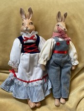 Country Barnyard Bunnies Betsy and Billy- Ceramic Made In Taiwan (Betay) Vintage picture