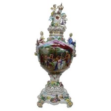 Meissen Louis XIV Style Figural & Floral Pictorial Porcelain Urn c1880 picture