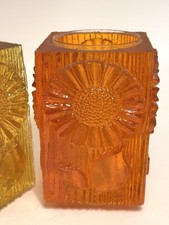 VTG 1968 Wondermold Sunflower Pattern Orange And Yellow Lucite Candle Holders picture