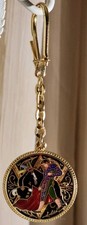 Vintage Damascene Spanish Bullfighter Golden Rim Feng Shui Amulet/ Keychain  picture