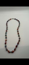 Vintage Venetian Murano Millefiori Oval Bead Necklace  picture