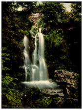 Wales. Trefriew (Trefriw). Fairy Falls. Vintage Photochrome by P.Z, Phot picture