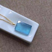 Natural Aquamarine Gemstone Blue Crystal Hexagonal column Pendant AAAAA picture