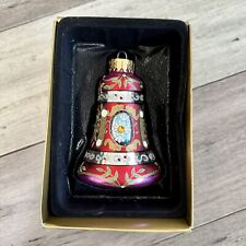 CBK Ltd. Purple Red Glass Bell Christmas Ornament Hand Crafted Painted Sparkle picture