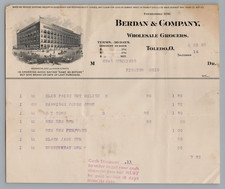 Vintage 1900s Berdan & Co Wholesale Grocers Billhead Toledo OH Invoice RARE picture
