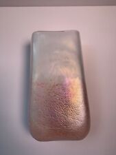 Vintage Opalescent Iridescent Pink Favrile Square Glass Vase - Hand Blown picture