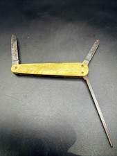 VTG 1920s Winchester 031 Yellow Celluloid 3 Blade Office Pen Knife Parts Repair picture