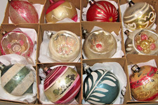 Lot Antique VTG Glass Pictured Indent FLOWER BALL Christmas Ornaments Germany picture