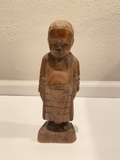 vintage burma hand carved wood boy figure asian art 8.1 Inch picture