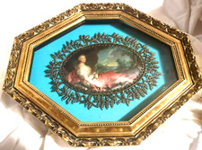Shadow Box Frame Fabric Puffy Portrait Lace Lounging Girl w Pink Dress Hollywood picture