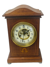 Antique Waterbury Inlaid Wood Shelf Mantel Clock w/ Open Escapement picture