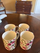 4-formalities fine bone china mugs featuring a pink and red rose chintz floral p picture