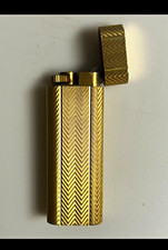 Rare 1980’s Cartier Paris Swiss Made Gold Herringbone Chevron Cigarette Lighter picture