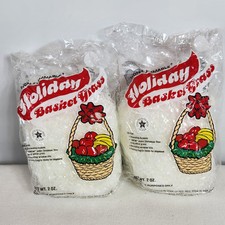 Vintage Bleyer Indust. White Iridescent Holiday Easter Grass 2 Oz. NOS USA (2) picture