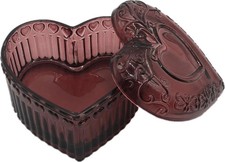Glass Jewelry Box Heart Shape Cute Box for Storage Ring Earring Trinket Vintage picture
