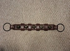 VTG 21” Brown Leather Sleigh Strap w/5 Metal Jingle Bells Good 4 CHRISTMAS decor picture
