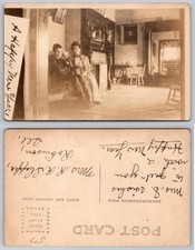 RPPC Two Women Parlor Interior 