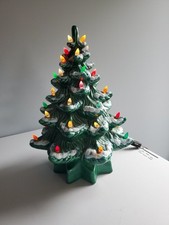 Vintage Atlantic Mold Ceramic Christmas Tree Green 14” W/Base See Pics  picture