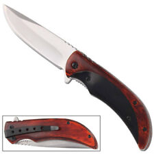 Spring Assisted Folding Pocket Knife Stainless Steel Wood Handle Wood Handle picture
