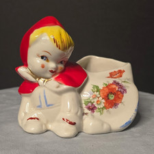 Vintage Hull Pottery Little Red Riding Hood Sitting Planter Novelty Bowl 1940s picture