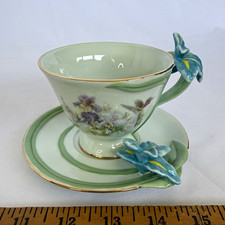 Lena Liu Iris Quartet Teacup Saucer Set Bradford Editions Delicate Jewels picture