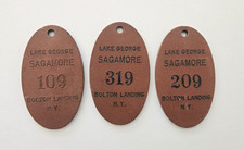 3 Antique Sagamore Hotel Lake George NY Leather Key Fobs - Bolton Landing picture
