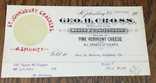 1901 Geo. H. Cross Baker & Confectioner Dealer Vermont Cheese & Cigars Ryegate picture