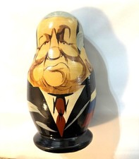 Vintage Set of 5 Handmade Soviet Russian Political Leaders Nesting Dolls EUC picture