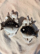 Vintage Ceramic LEFTON Fish Wall Plaques #2662 Made in Japan 