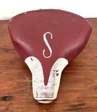 Vtg 60s Schwinn Approved S Bicycle Seat Red White Mesinger Springer Saddle USA picture