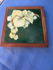 Hand Painted Ceramic Tile Wood Frame Floral Botanical Wall Art Dby Helen Cork picture