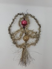ANTIQUE GERMAN WIRE WRAPPED TINSEL CHRISTMAS ORNAMENTS MERCURY BEADS WREATH picture