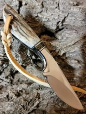 AK CUTLERY CUSTOM HANDMADE STEEL D2 HUNTING KNIFE HANDLE STEEL BOOSTER & STAG picture