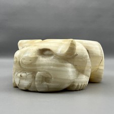 Vintage Marble Natural Stone Polynesian Pig Rabbit 2 Slot Cigar Ashtray Large picture