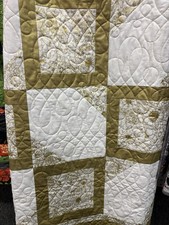 Amish Handmade Quilt Gold And White 40 X 57.5 picture
