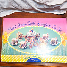 Mercuries Rabbit Garden Party Springtime 20pc Tea Set Hand Painted 4 Cup 1998 picture