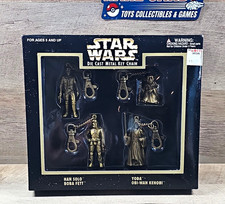 Vintage 1997 Star Wars Die Cast Metal Key Chain Set 4 Pack Han Yoda Boba Obi-Wan picture