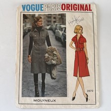 Vintage Vogue Paris Original MOLYNEUX Dress Pattern #2572 Size 16 Uncut Complete picture