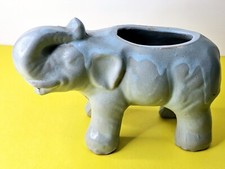 Blue Clay Pottery Elephant Planter Handpainted Glaze No Damage VGC 6
