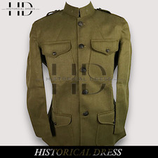 WWI US Army M1917 Wool Tunic Jacket – Olive Green Military Reenactment Coat picture